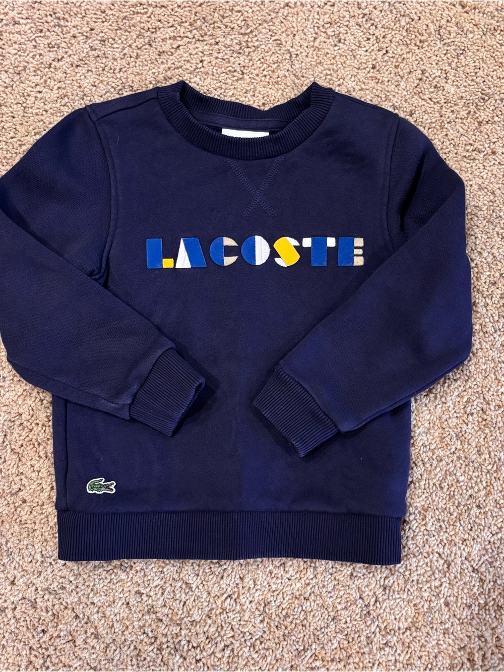 Lacoste Navy Pullover Sweatshirt with Multicolor Logo for Kids